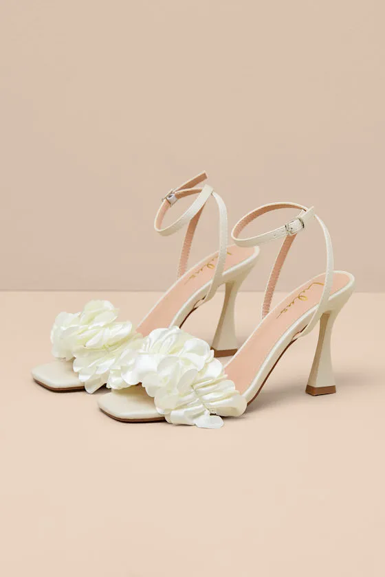 Kappa White Satin Ruffled Ankle Strap High Heel Sandals sold by Lulus product image thumbnail 2