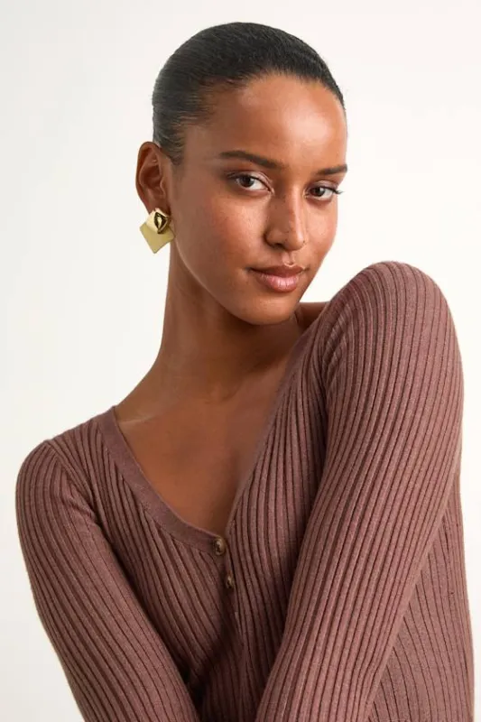 Kiona Gold Square Statement Earrings sold by Lulus