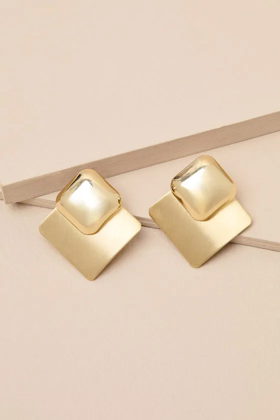 Kiona Gold Square Statement Earrings sold by Lulus product image thumbnail 2