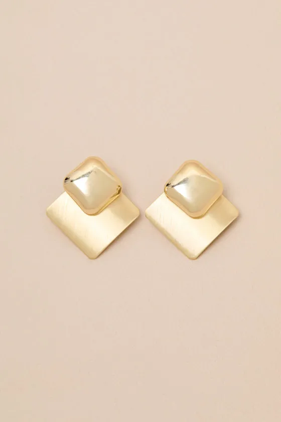 Kiona Gold Square Statement Earrings sold by Lulus product image thumbnail 4