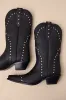 Sweet Treat Black Leather Studded Mid-Calf Western Boots sold by Lulus