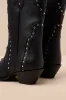 Sweet Treat Black Leather Studded Mid-Calf Western Boots sold by Lulus