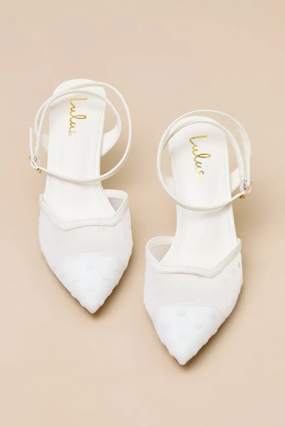 Polaris White Mesh Heart Ankle Strap Pumps sold by Lulus product image thumbnail 2