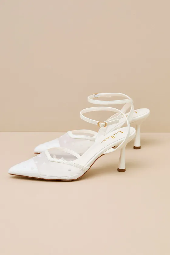 Polaris White Mesh Heart Ankle Strap Pumps sold by Lulus product image thumbnail 4