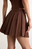 Mahika Brown Pleated High-Rise Skort sold by Lulus