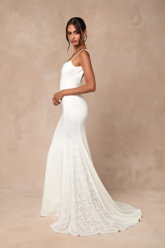 Lilabeth White Lace Mermaid Maxi Dress sold by Lulus