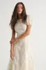 Elfrieda Cream Floral Embroidered Puff Sleeve Midi Dress sold by Lulus