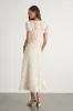Elfrieda Cream Floral Embroidered Puff Sleeve Midi Dress sold by Lulus