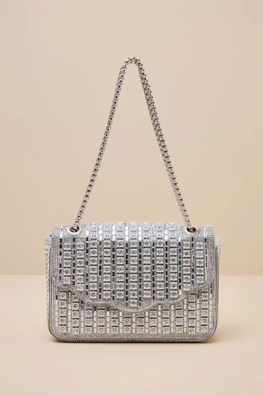 Miradie Silver Rhinestone Crossbody Bag sold by Lulus
