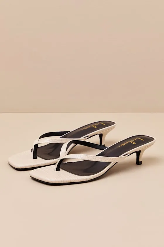 Massima Bone Croc-Embrossed Thong Kitten Heel Sandals sold by Lulus product image thumbnail 2