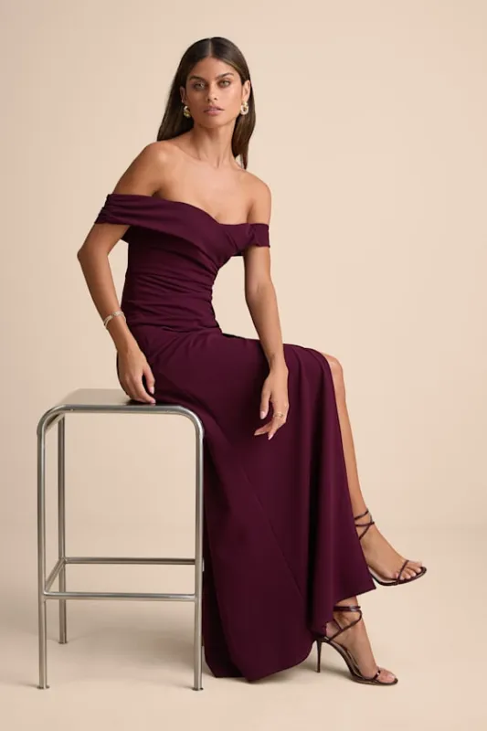 High-Class Presence Plum Off-the-Shoulder Maxi Dress sold by Lulus