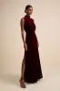 Classic Elegance Wine Red Velvet Sleeveless Mock Neck Maxi Dress sold by Lulus