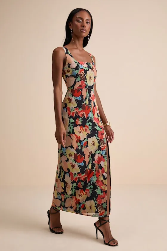 Miya Black Multi Floral Sleeveless Maxi Dress sold by Lulus product image thumbnail 4