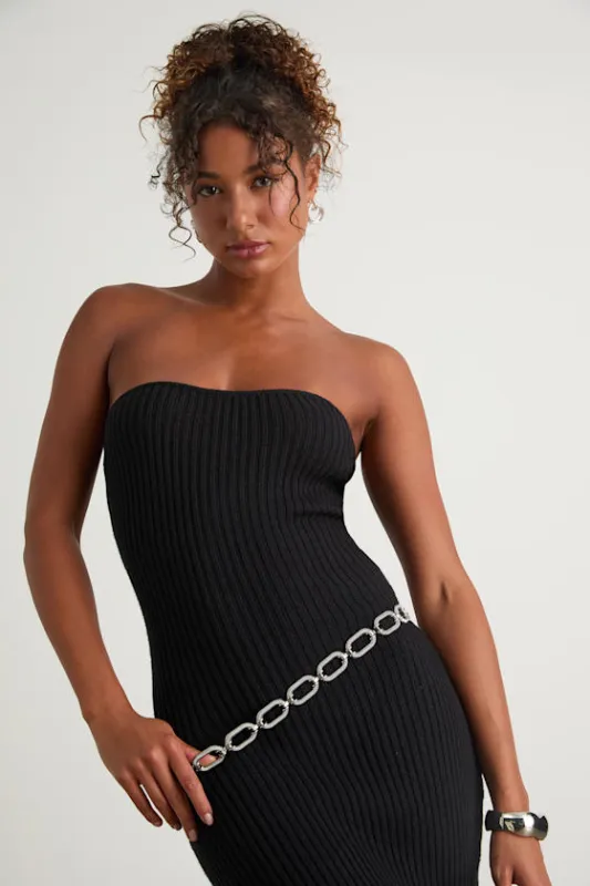 Kimaya Silver Textured Chunky Chain Belt sold by Lulus