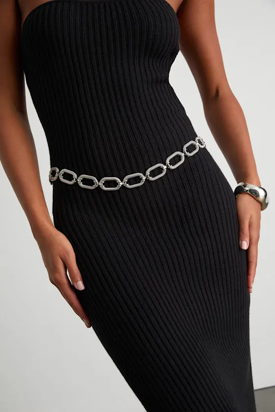 Kimaya Silver Textured Chunky Chain Belt sold by Lulus product image thumbnail 3