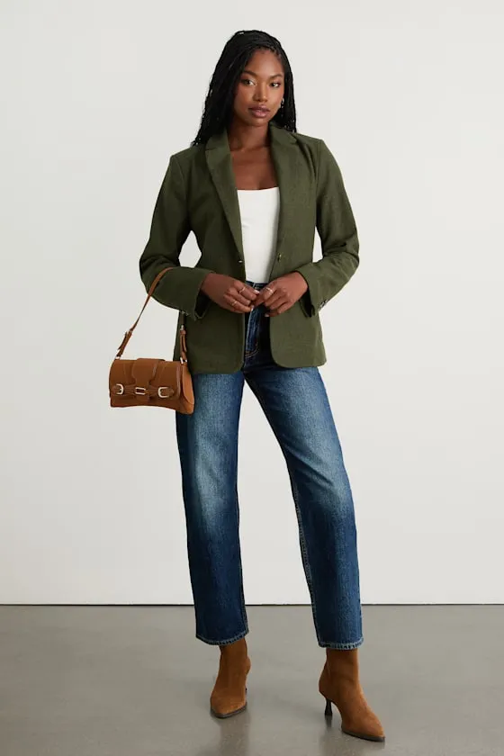 Sophisticated Chic Olive Green Tweed Blazer sold by Lulus product image thumbnail 3