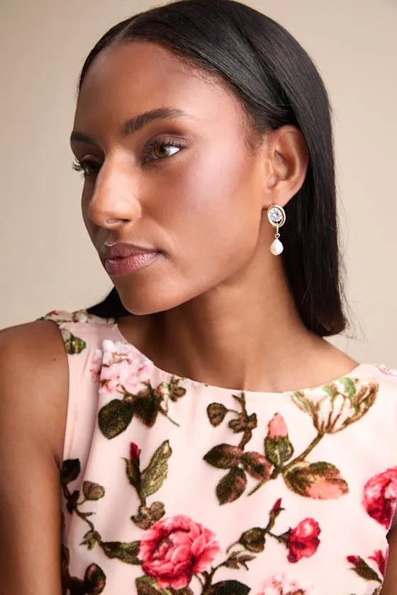 Yasmine Gold Rhinestone Pearl Drop Earrings sold by Lulus product image thumbnail 3