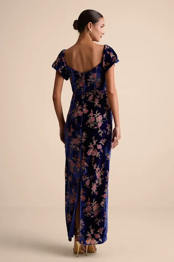 Confidently Impressive Blue Velvet Off-the-Shoulder Maxi Dress sold by Lulus product image thumbnail 3