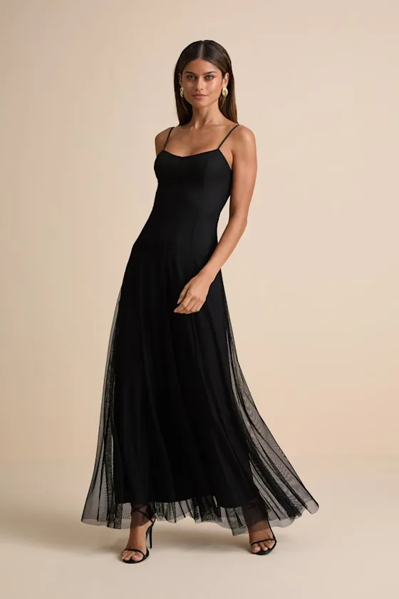 Atori Black Mesh Sleeveless Maxi Dress sold by Lulus