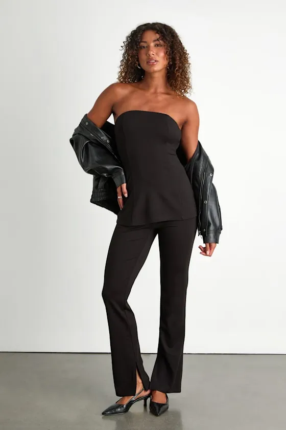 Scarlett Black High-Rise Slip Hem Trousers sold by Lulus product image thumbnail 4