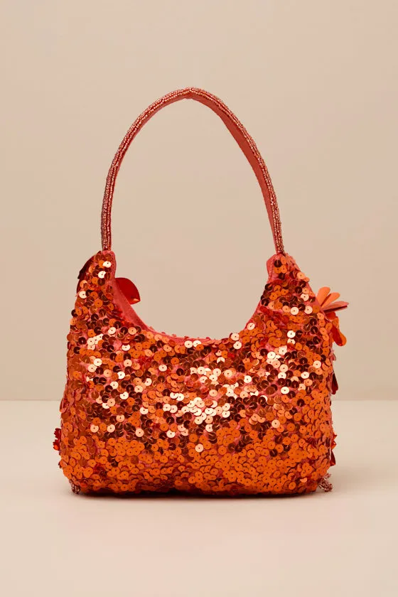 Naisha Red 3D Floral Sequin Beaded Fringe Shoulder Bag sold by Lulus product image thumbnail 3