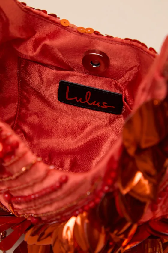 Naisha Red 3D Floral Sequin Beaded Fringe Shoulder Bag sold by Lulus product image thumbnail 4