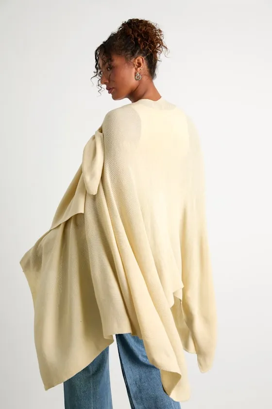 Ardita Cream Ribbed Knit Draped Wrap Poncho sold by Lulus product image thumbnail 2