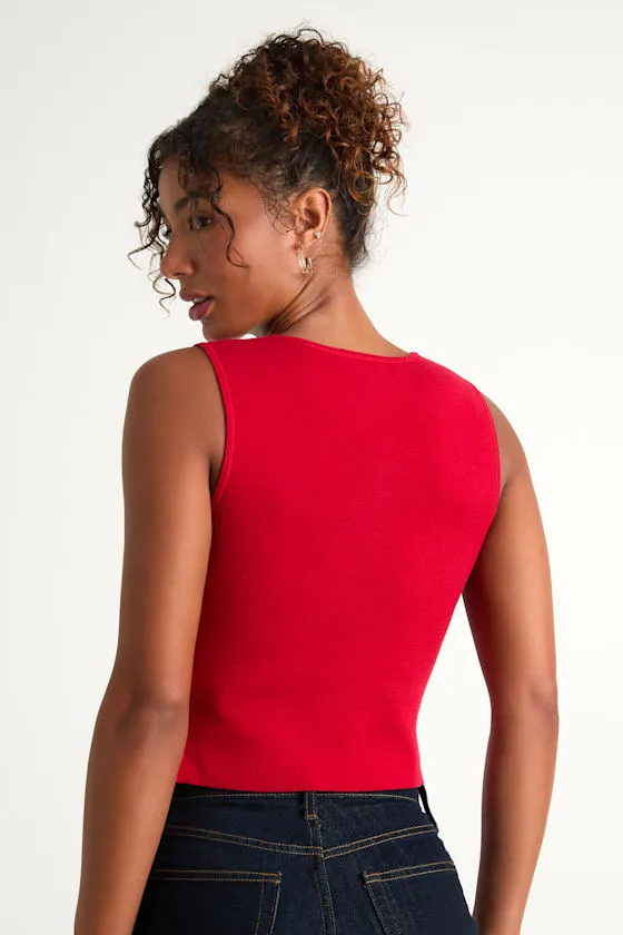 Orlane Red Button-Front Sweater Tank Top sold by Lulus product image thumbnail 3
