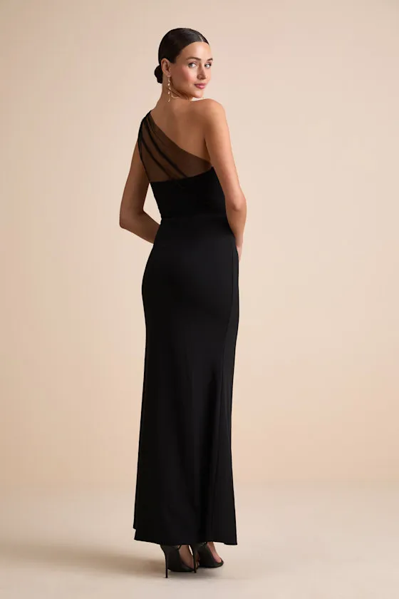 Brayla Black One-Shoulder Mermaid Maxi Dress sold by Lulus product image thumbnail 4