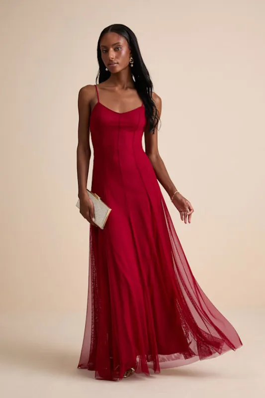 Atori Wine Red Mesh Sleeveless Maxi Dress made by Lulus