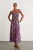 Dayah Purple Floral Ruffled Tiered Midi Dress sold by Lulus