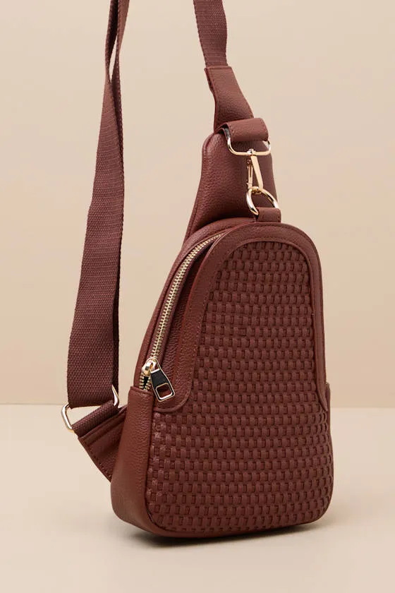 Gillia Brown Woven Crossbody Backpack sold by Lulus product image thumbnail 3