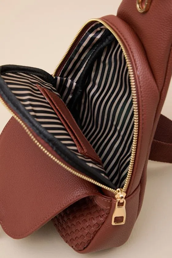 Gillia Brown Woven Crossbody Backpack sold by Lulus product image thumbnail 4