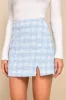 Unlimited Cuteness Light Blue Plaid Tweed Mini Skirt sold by Lulus