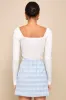 Unlimited Cuteness Light Blue Plaid Tweed Mini Skirt sold by Lulus
