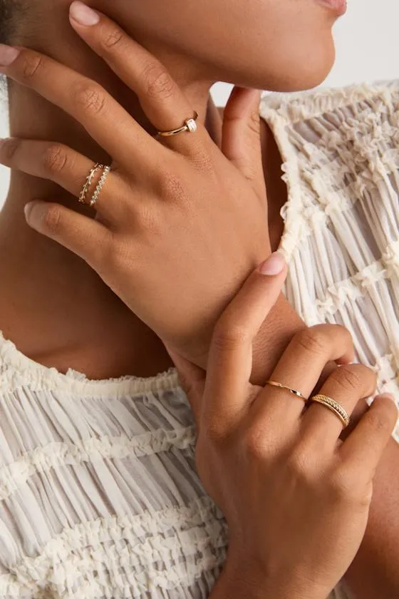 Catalina Gold Rhinestone Five-Piece Ring Set sold by Lulus product image thumbnail 3