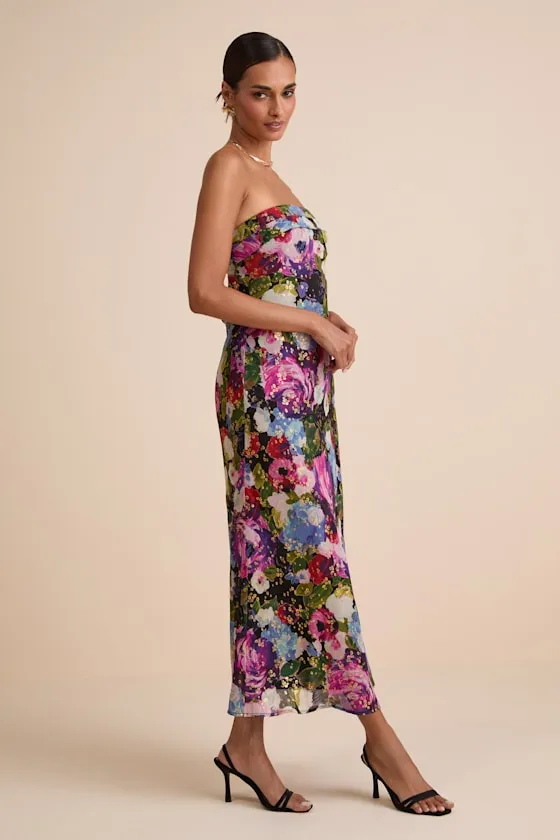 Sutherlynn Purple Multi Floral Strapless Midi Dress sold by Lulus product image thumbnail 3