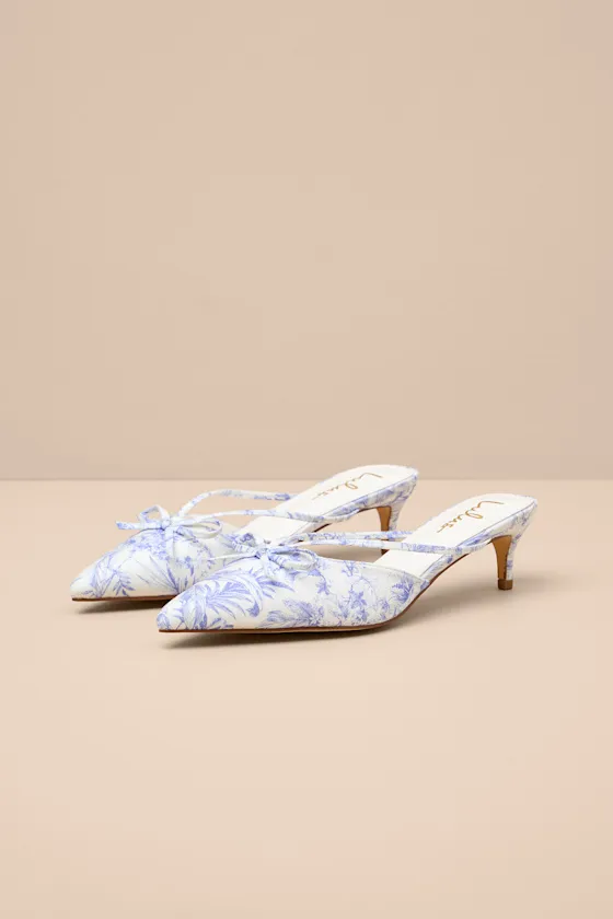 Sarita Lavender Leaf Print Pointed-Toe Mule Pumps sold by Lulus product image thumbnail 2