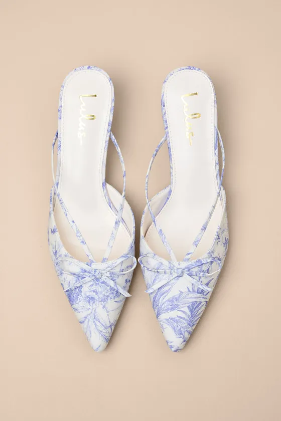 Sarita Lavender Leaf Print Pointed-Toe Mule Pumps sold by Lulus product image thumbnail 4