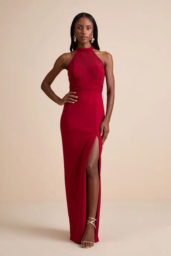 Baani Red Column Halter Maxi Dress sold by Lulus
