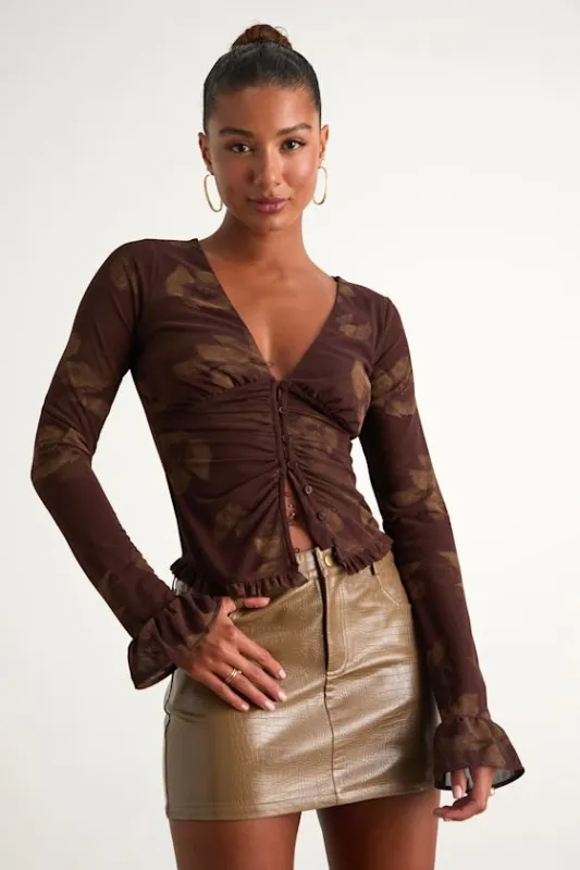 Excellent Mood Tan Croc-Embossed Vegan Leather Mini Skirt sold by Lulus