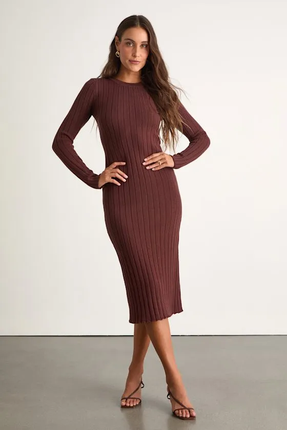 The Best Yet Brown Ribbed Bodycon Sweater Dress sold by Lulus