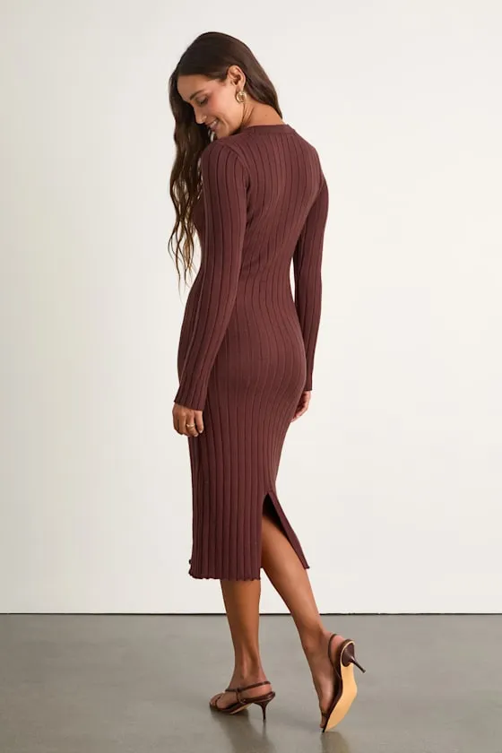 The Best Yet Brown Ribbed Bodycon Sweater Dress sold by Lulus product image thumbnail 3