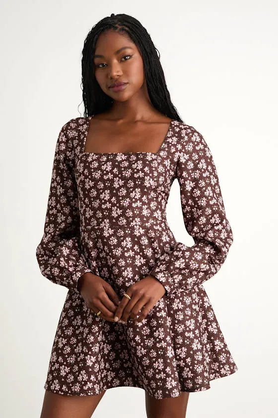Daily Affection Brown Floral Corduroy Mini Dress With Pockets sold by Lulus