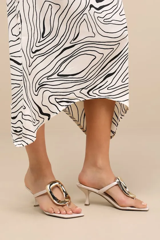 Xenia Bone Embellished Thong High Heel Sandals sold by Lulus