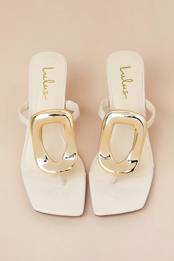 Xenia Bone Embellished Thong High Heel Sandals sold by Lulus product image thumbnail 4