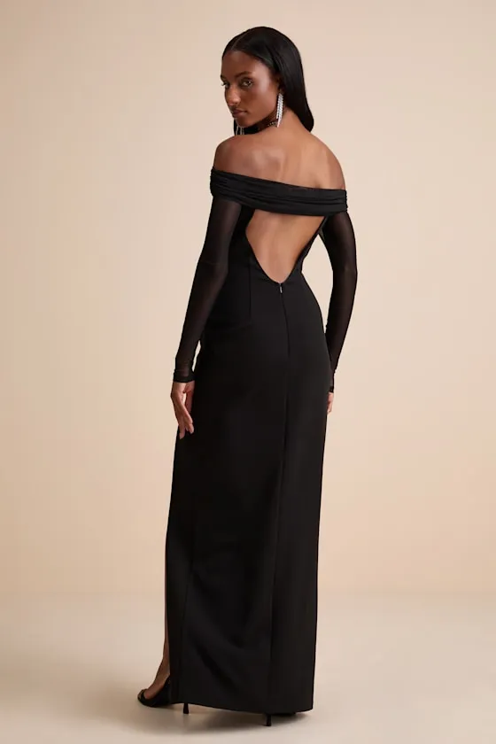 Rafaella Black Backless Off-the-Shoulder Maxi Dress sold by Lulus product image thumbnail 3