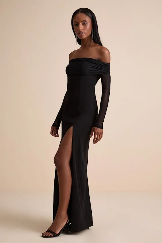 Rafaella Black Backless Off-the-Shoulder Maxi Dress sold by Lulus product image thumbnail 4