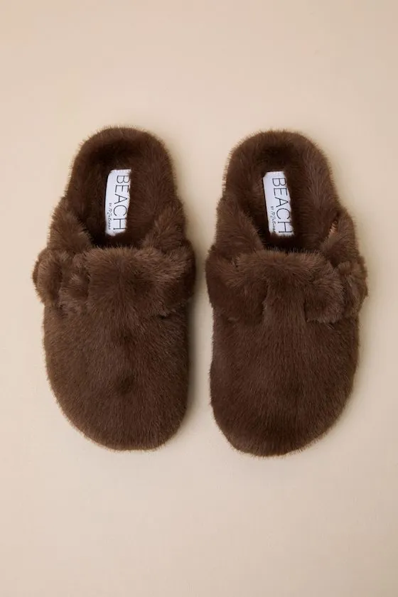 Portland Taupe Faux Fur Mule Slippers sold by Lulus product image thumbnail 2
