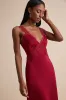 Alayah Red Satin Lace Tie-Back Midi Dress sold by Lulus